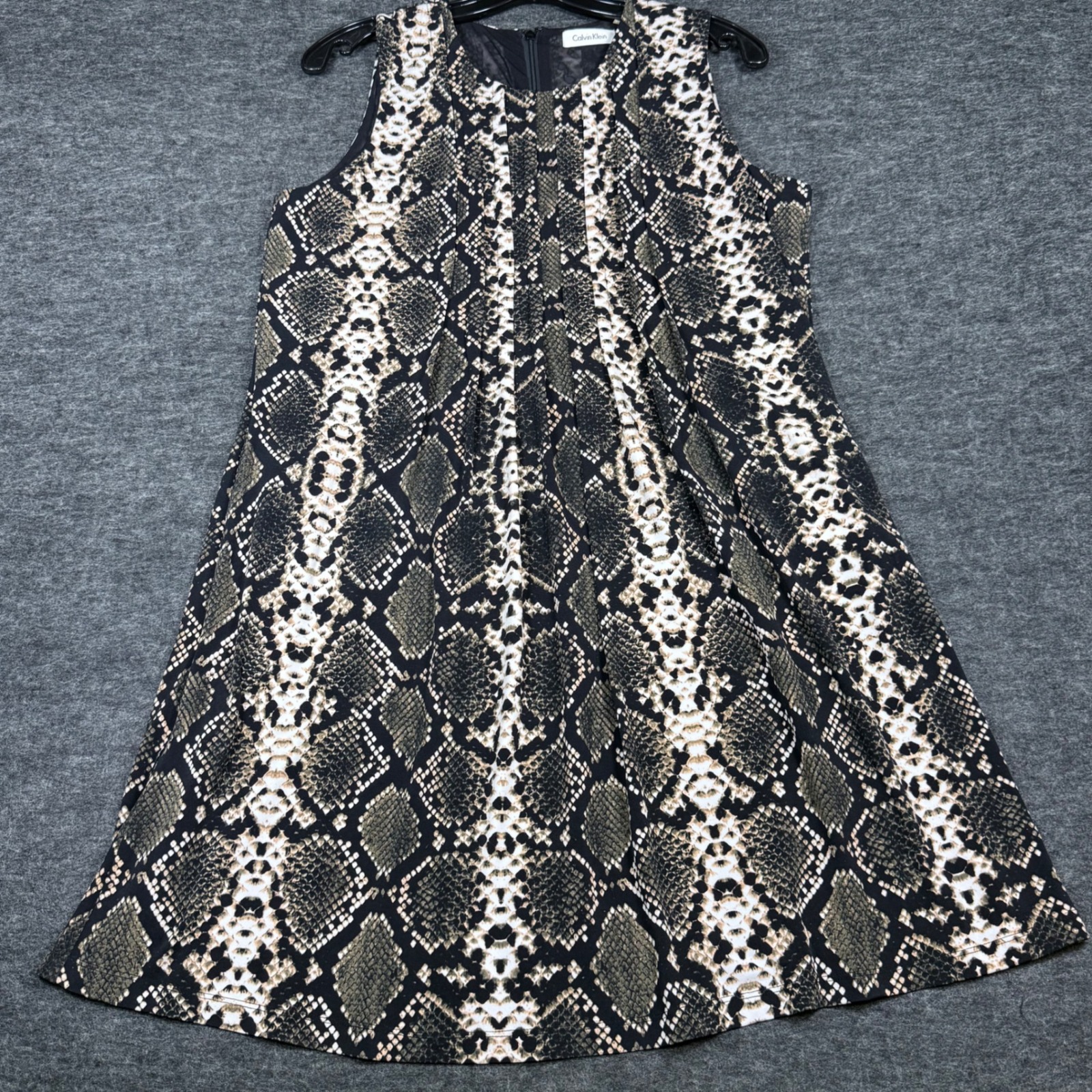 Calvin Klein Black Snakeskin Print Sleeveless Dress Size 6